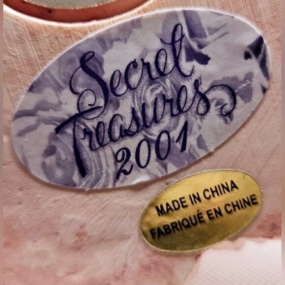 Secret Treasures 2001 Resin Teddy Bear Coin Bank Pink Dress 10” Vintage Figurine - Picture 8 of 10